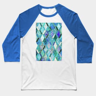 Sapphire & Emerald Diamond Patchwork Pattern Baseball T-Shirt